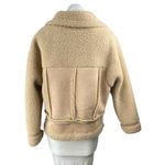 Princess Polly Women's Beige Tan Sherpa Faux Suede Teddy Moto Coat Jacket Size S Photo 1