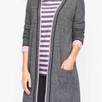 Talbots T by Mixed Texture Marled Cardigan Women's S Pink/Black/Grey Long Cozy Photo 0