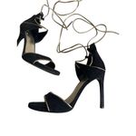 Stuart Weitzman Black Gold Laceup Sandals Heels Size 7.5 Photo 1