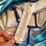 Fabletics Gisela Capri blue aqua mesh back wide waistband pocket gym workout S Photo 11