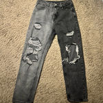 SheIn Black Ripped two- tone jeans  Photo 0