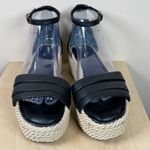 Franco Sarto  Espadrille Black leather Sandals Ankle Strap 8.5 Beach Vacation Photo 3