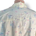 Vintage 80s Shirt Plus Size 42 Pastel Butter Yellow Abstract Print Made in USA Photo 5