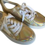 JSlides J/SLIDES Metallic Gold Leather Platform Sneakers Shoes Women's Size 6 NYC Photo 0