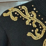 Vintage Antonella Preve New York Black Whimsigoth Gold Beaded Midi Dress Size M Size M Photo 8