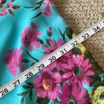 DuO Blue Floral Fit & Flare Dress Belted Lined Elastic Waist Like New Size Small Photo 3