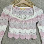 Urban Outfitters Women’s Blaire Crochet Square Neck Sweater Cropped in Pink S Photo 2