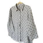 ZARA Linen Blouse 3/4 Sleeve Button Front Print Shirt Womens Chic Top Sz L Photo 7