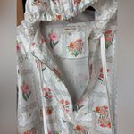 Tuckernuck Block print windbreaker hoodie rain jacket zip up 1/4 floral watercolor pastel Photo 9