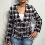 First Lady White Plaid Blazer Sz 12 Photo 0