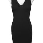 AFRM Black Deep V Neck Sleeveless Plain LBD Midi Sheath Dress Size XS Photo 0