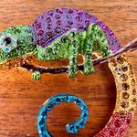 Chameleon Brooch Pin Rhinestones Lizard Gecko New Art Deco Tropical Rain… Purple Photo 4