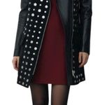 Nour Hammour Shearling Leather Studded Long Jacket Coat Black Size 36/ XS Photo 0