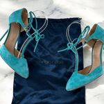 Sergio Rossi Teal Blue Suede Ankle Tie T Photo 0