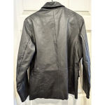 Gap Black Leather Jacket Button Front Flap Pockets Women’s Size M Photo 6