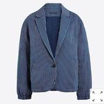 J.Crew Mercantile Women's Blue Striped Cotton Single Button Blazer Jacket Photo 0