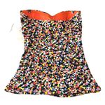Anne cole Printed Twist-Front Shirred Tankini Top Strapless Floral Colorful XS Photo 3