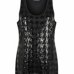Vivienne Tam Black Sequin Houndstooth Tank Top Sparkle Party Holiday Unk Size Photo 0