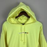 Teddy Fresh  Hoodie Womens XL Highlighter Neon Yellow Cropped‎ 100% Cotton Beaded Photo 2