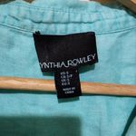 Cynthia Rowley  Linen Top Womens Size S Roll Tab  Sleeves Pockets Collared Blue Photo 8
