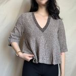 Apiece Apart Flowy Bell Sleeve V Neck Tan Cropped Sweater Photo 1