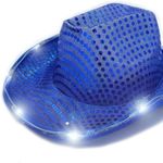 Blue‎ Sequin Light Up LED Flashing Cowboy Hat with Sequins LEDS, Cowgirl,Western Blue Photo 1