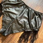 Body Rage Black Faux Leather Fringe Bikini Cut Bottoms Shorts Sz Large Photo 6