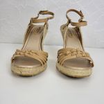 Self Esteem  Womens Sandals Size 9 Brown Cork Strap Slingback Wedge Heels Photo 6