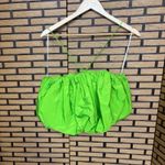 ZARA  Lime Green‎ Voluminous Satin Effect Cropped Top Size Small Photo 2