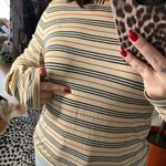 Burberry  London Stripe Cotton Knit Long Sleeve Top Tan Size Small Photo 4