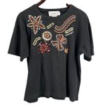 Vintage 90s Santoria Black Embroidered Beaded T Photo 0