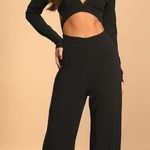 Lulus LULU’S Sophisticated Nights Black Cutout Long Sleeve Jumpsuit Photo 0