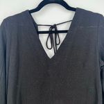 Free People  Black Split‎ Sleeve Deep V Fringe Tie extra Small XS Photo 2