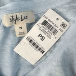 Style & Co Petite Small Top Cap Sleeve V-Neck Burnout Fabric Hi-Low Hem Blue New Photo 4