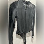 NWT Black Sheer Glitter bodysuit Size L Photo 2