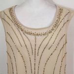 Chetta B Cream Beaded Tank Top Size 4 Beaded Cream Sleeveless Top Photo 2