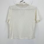 Madewell Crochet Knit V Neck Sweater Tee Polo Vintage Ivory Retro Medium NWT Photo 11