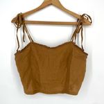 Aerie linen blend corset tank cottagecore tie spaghetti strap camel brown M Photo 1