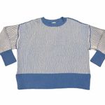 Arula by Altar’d State Blue & White Ribbed Sloane Relaxed Fit Sweater size 0X Photo 0
