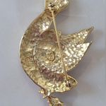Vintage SJ Stamped Glittery Turtle Dove Christmas Holiday Santa Brooch Pin Gold Photo 2