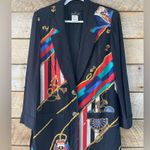 Vintage 80s Carole Little Women’s 4 Nautical Blazer Art To Wear Seaside Coastal Black Photo 0