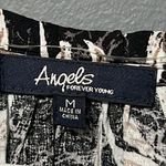 Angels Forever Young medium pullover hi low blouse black white floral tie front Photo 4