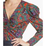 Veronica Beard NWT Simmons Paisley Floral Silk Blend Top Flame Red Multi Size 8 Photo 2