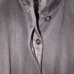 Steve by Searle Black Wool Blend Coat Faux Fur Trim Button Front Vintage XL Photo 4