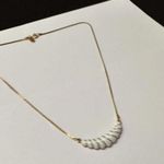 Signed Avon Gold Tone / White 18 Inch Necklace Gatsby Collection Photo 2