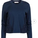 Tory Burch Navy Blue Lace Detail Women's Top M Photo 1