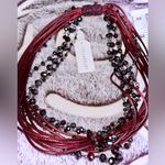 Stella & Ruby Burgundy and black beaded necklace and bracelet set #gothic Red Photo 1