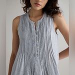 Quince NWOT 100% European Linen Sleeveless Swing Dress Blue Pinstripe XL - Flaw Photo 2