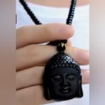 Classic Black Obsidian Buddha Big Head Pendant Tathagata Buddha Necklace Photo 3