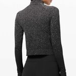 Lululemon Rest Less Cropped 1/2 Zip Herringbone Fade Black / White Photo 2